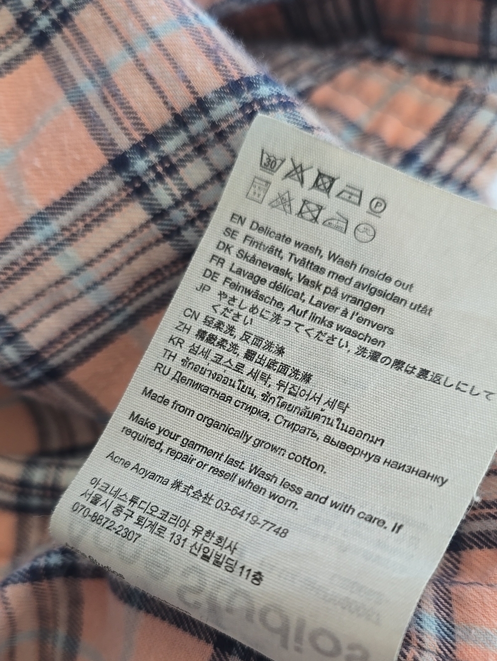 Acne Studios Plaid Cotton Flannel Shirt Shorts Set Pink Blue 100% Cotton #Z - Picture 7 of 16